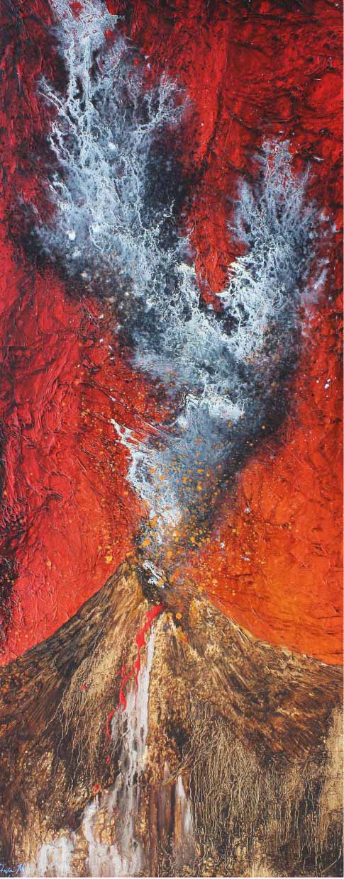 I DEWA MADE MUSTIKA Title : Irama Merah Medium : Mix on Canvas Size : 150 x 60 cm Year : 2015